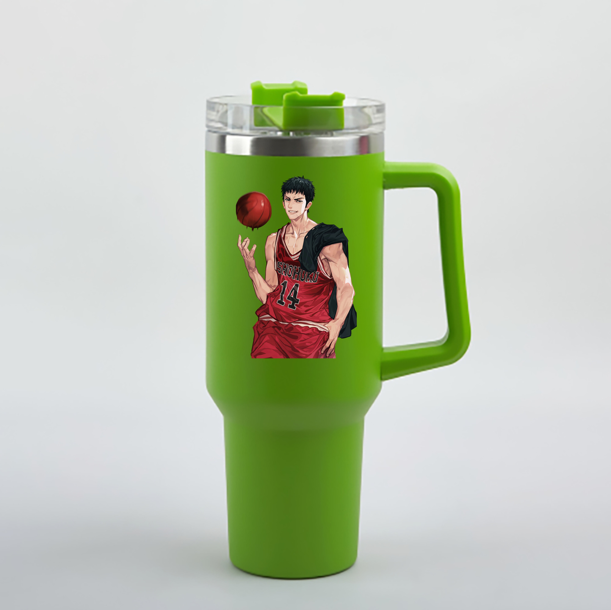 （画像用） SLAM DUNK／スラムダンク 1200mL車用タンブラー - クリスタルステッカー（プラスチックストロー付き）